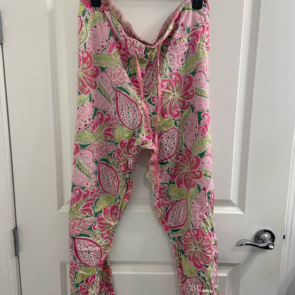 Vera Bradley Pink and Green Paisley  Pajama Bottoms